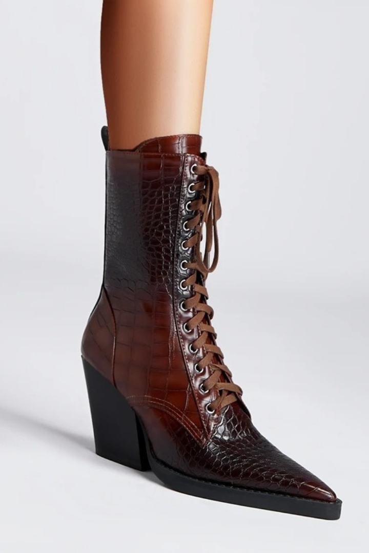 Python Lace-Up Boots