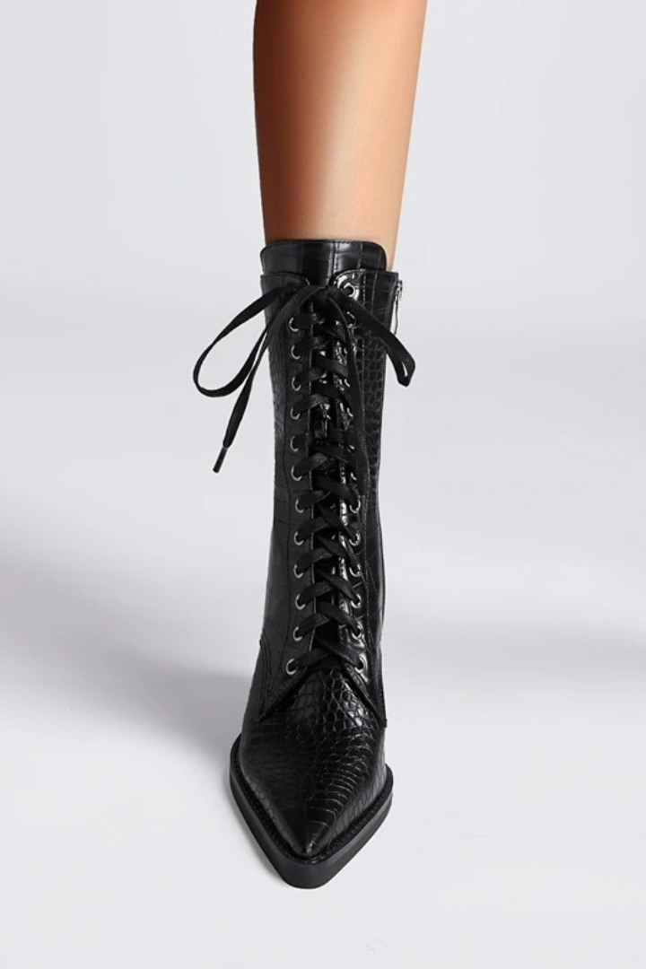 Python Lace-Up Boots