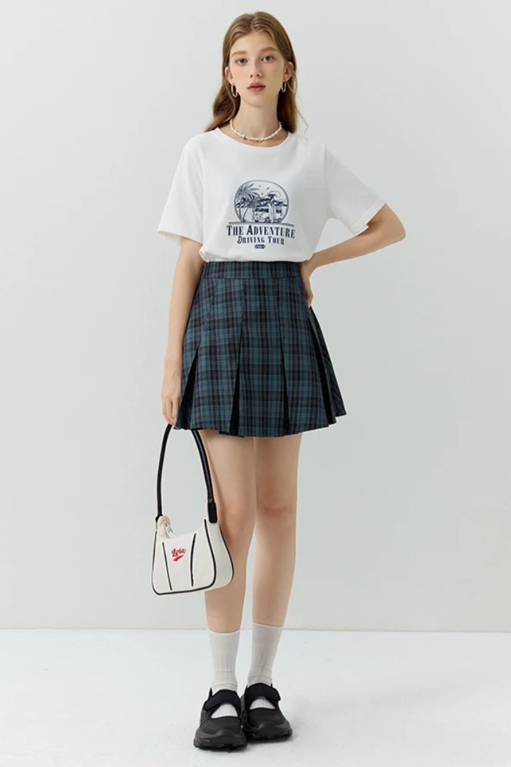 Pleated Plaid Miniskirt